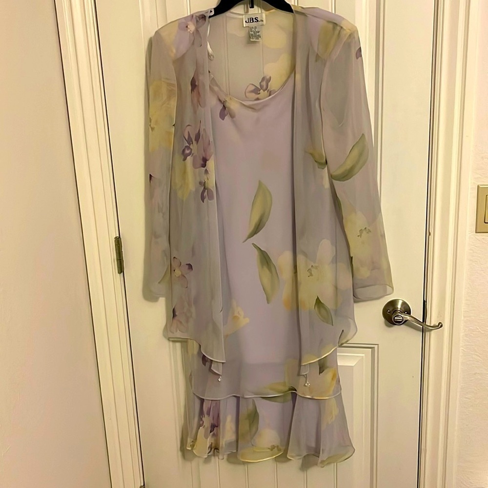 Vintage sheer Dress and Jacket from JBS women’s sz 10, lavender, yellow & green
